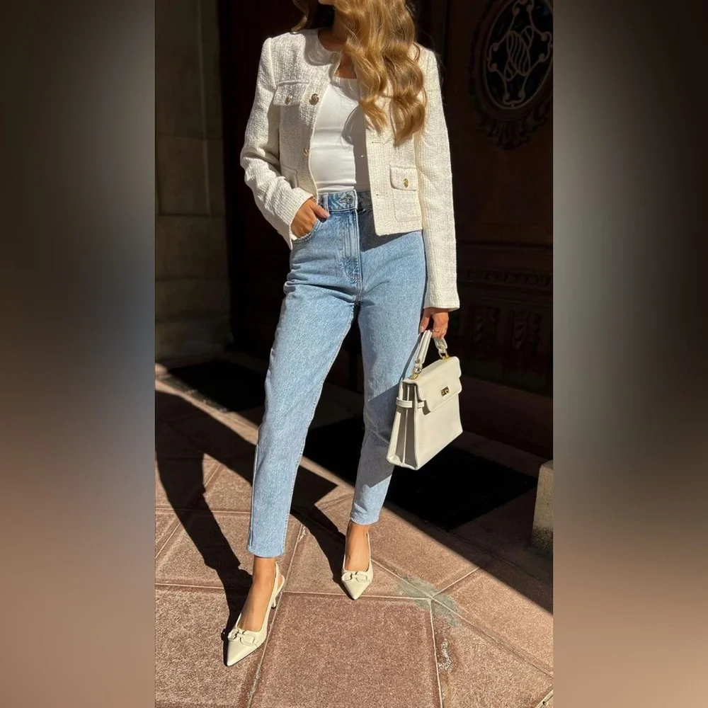 H&M Cream Textured Jacket - Picture 3 of 4
